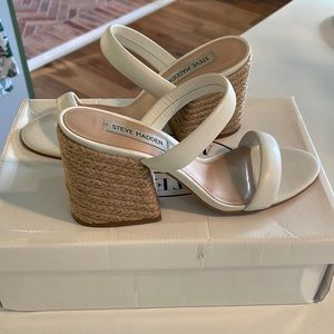 Steve Madden white wedge sandals. Worn once to my bridal shower!